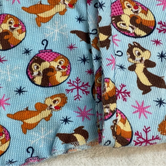 Y2K Disney Chip and Dale Blue Thermal Jogger Sleep Pajama Set 2pc XS - Picture 2 of 7